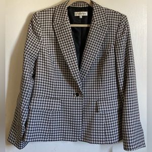 🌞Evan Picone New Black & White Checkered Print Blazer Business Wear A